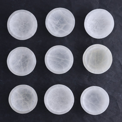 One Selenite (Satin Spar) Round Bowl 6 cm - Expert Wholesale and Supplier of Wholesale Crystals & Bulk Gemstones, ["Bowls","Morocco","Selenite"]