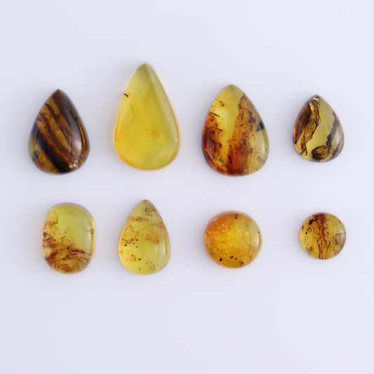 Chiapas Mexico Amber Cabs Set of 8 - Expert Wholesale and Supplier of Wholesale Crystals & Bulk Gemstones, ["Amber","Cabs","Chiapas Amber","Mexico"]
