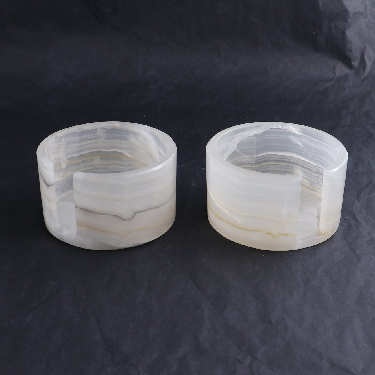Coaster Set Mexican Onyx/Calcite White & Honey