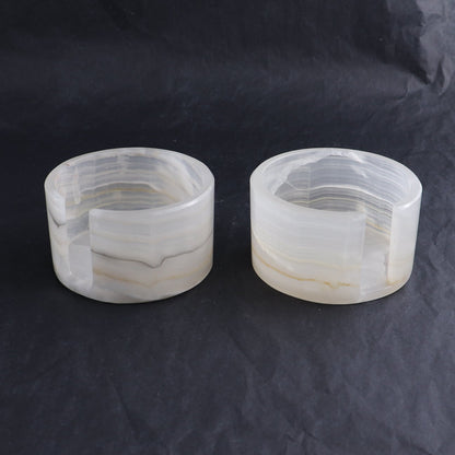 Coaster Set Mexican Onyx/Calcite White & Honey