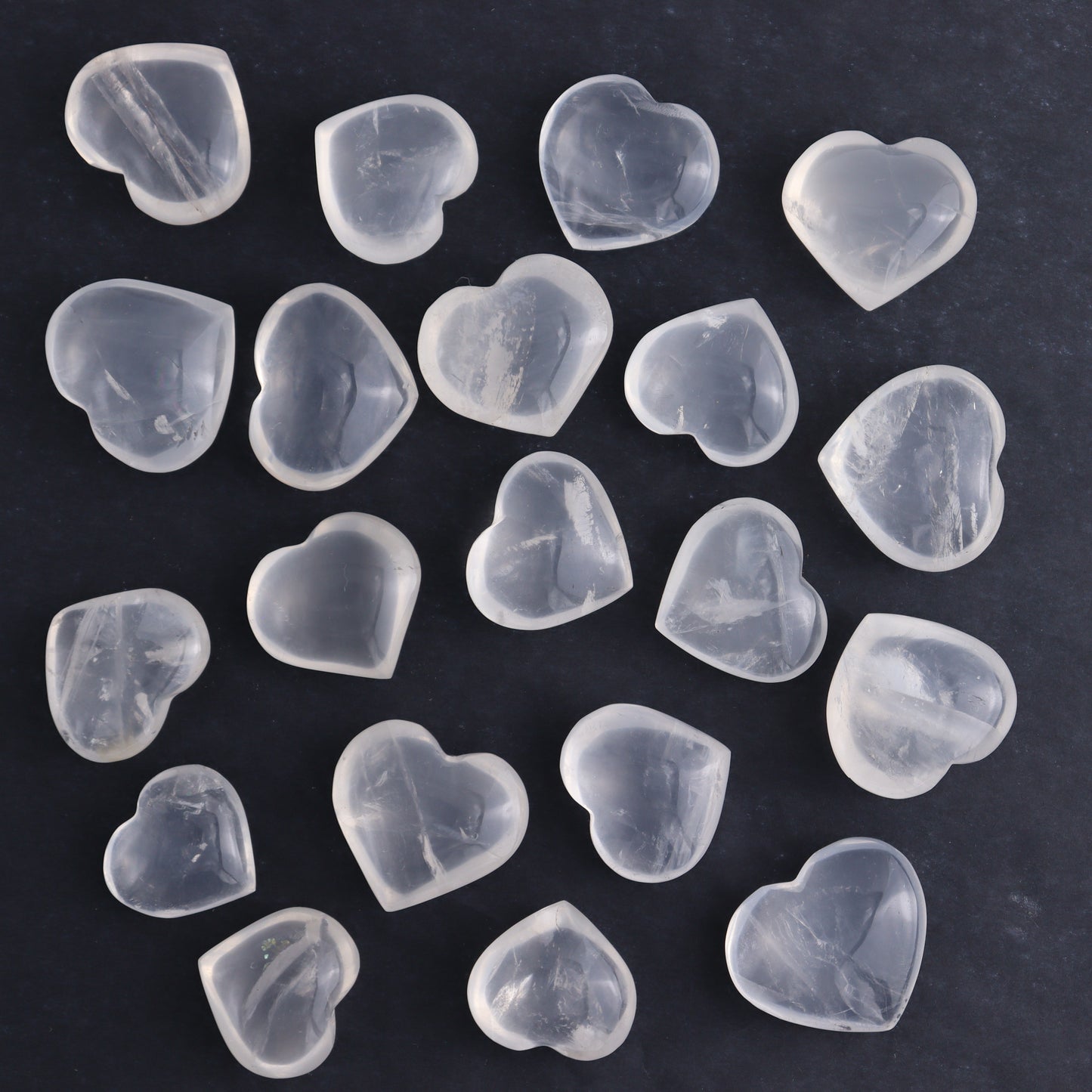 Girasol Quartz Hearts Set of 20 Pieces - Expert Wholesale and Supplier of Wholesale Crystals & Bulk Gemstones, ["Girasol","Girasol Quartz","Hearts","Quartz"]