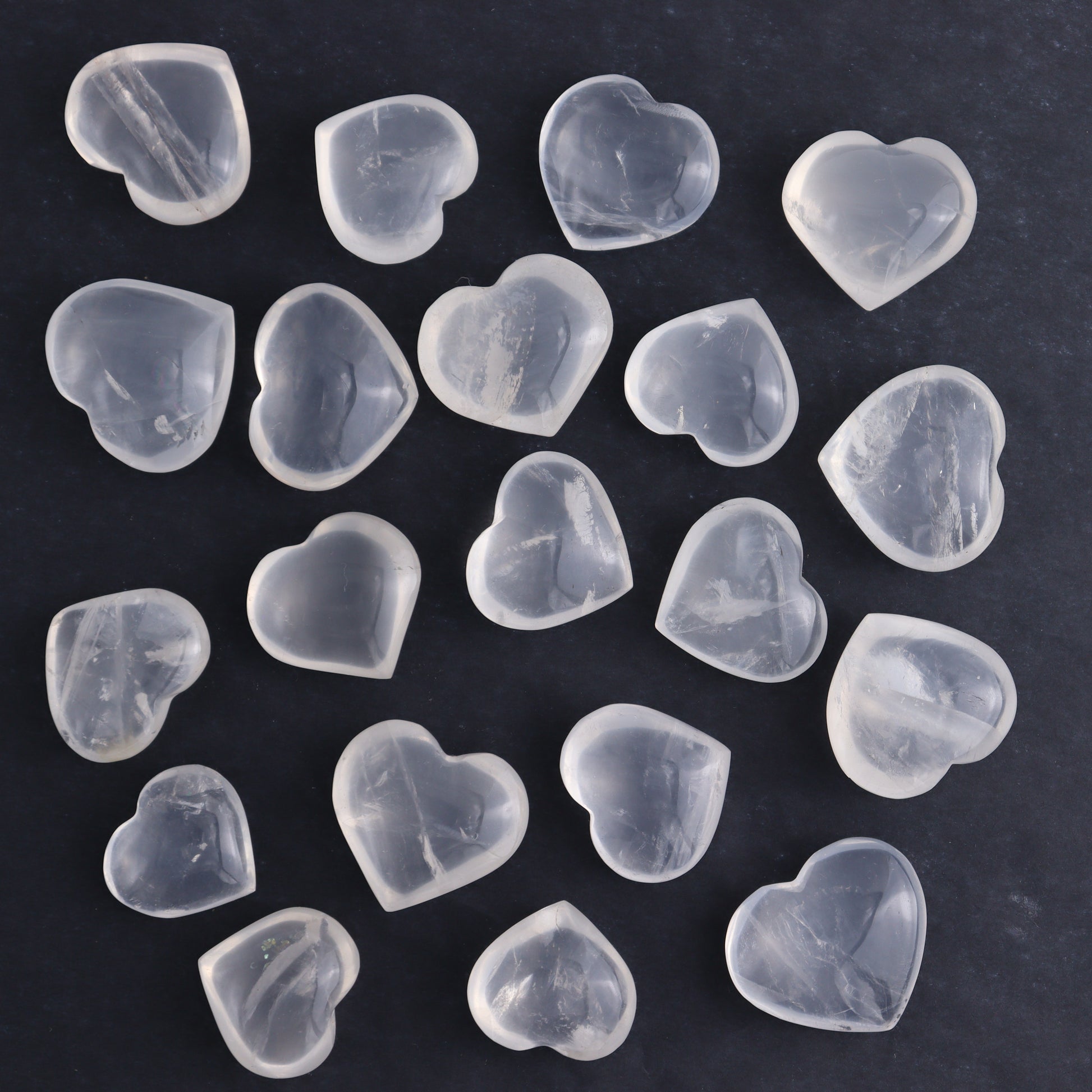 Girasol Quartz Hearts Set of 20 Pieces - Expert Wholesale and Supplier of Wholesale Crystals & Bulk Gemstones, ["Girasol","Girasol Quartz","Hearts","Quartz"]