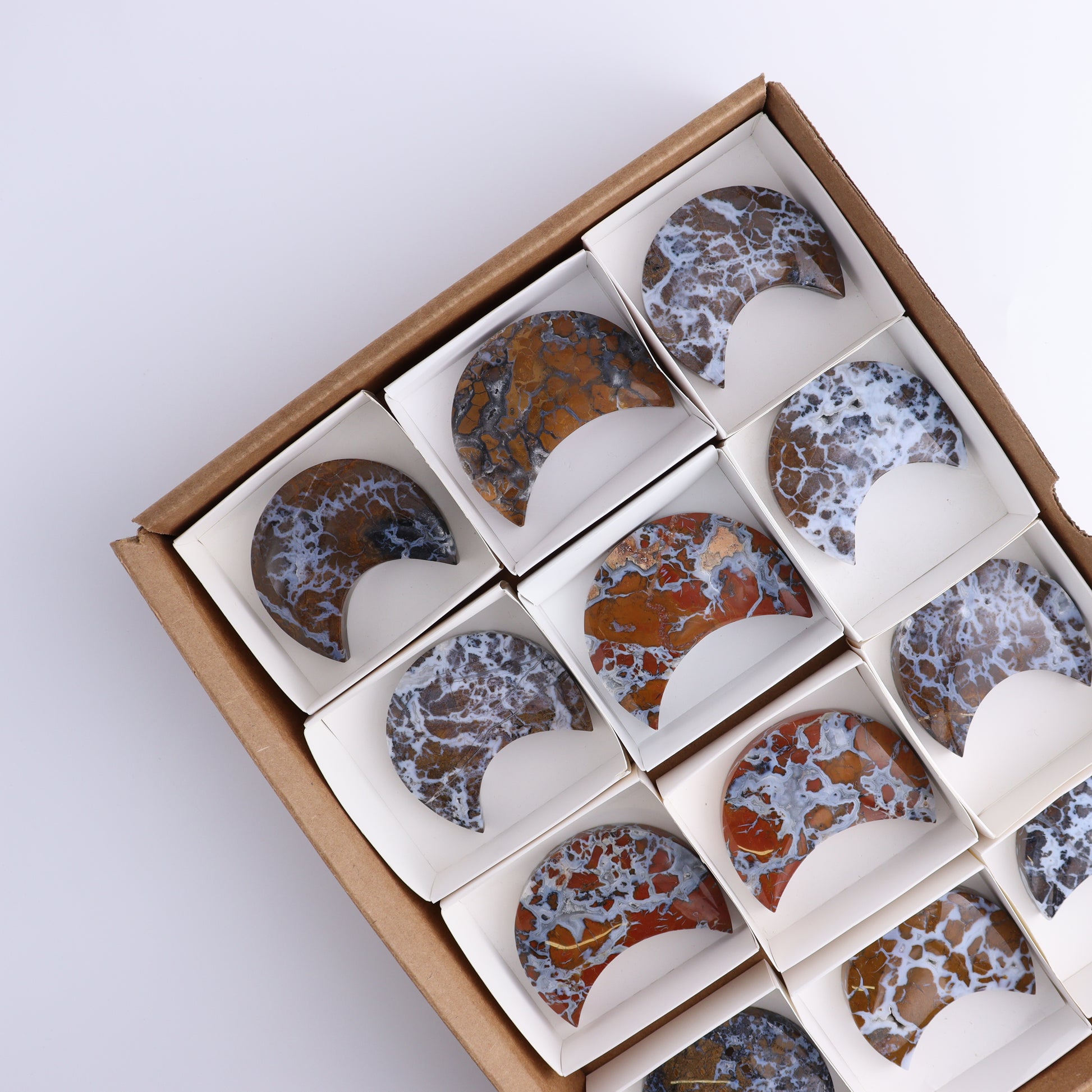 Brecciated Jasper Moons Set of 12 - Expert Wholesale and Supplier of Wholesale Crystals & Bulk Gemstones, ["Brecciated Jasper","Indonesia","moons"]