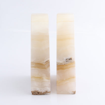 One Pair of Mexican Onyx/Calcite White & Honey Polished Bookend - Expert Wholesale and Supplier of Wholesale Crystals & Bulk Gemstones, ["Bookends","Calcite","Catalog Onyx","Mexico","onyx"]