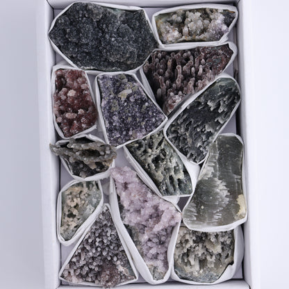 Uruguay Amethyst Clusters with Formations Flat of 13 - Expert Wholesale and Supplier of Wholesale Crystals & Bulk Gemstones, ["Amethyst","Calcite","Clusters","Formations","Uruguay"]
