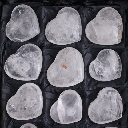 Imperfect Clear Quartz Hearts Set of 12 - Expert Wholesale and Supplier of Wholesale Crystals & Bulk Gemstones, ["Brazil","Clear Quartz","close_50","Hearts","Quartz"]