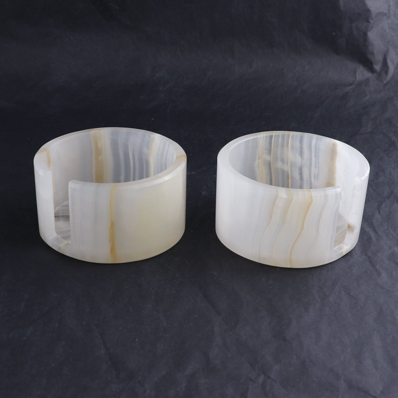 Coaster Set Mexican Onyx/Calcite White & Honey