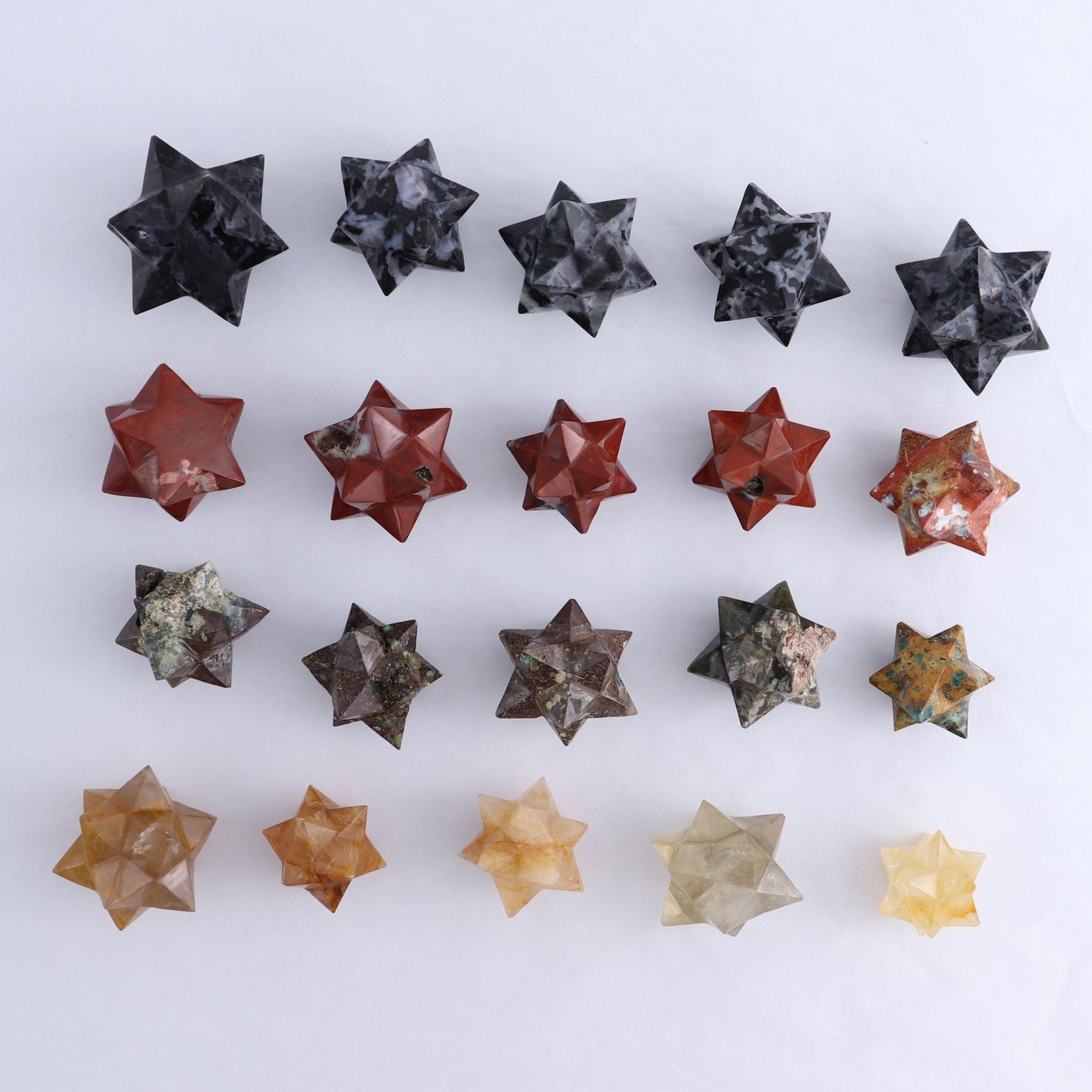 Mixed Stones Stars Set of 16 & 4 Cut Base Stars