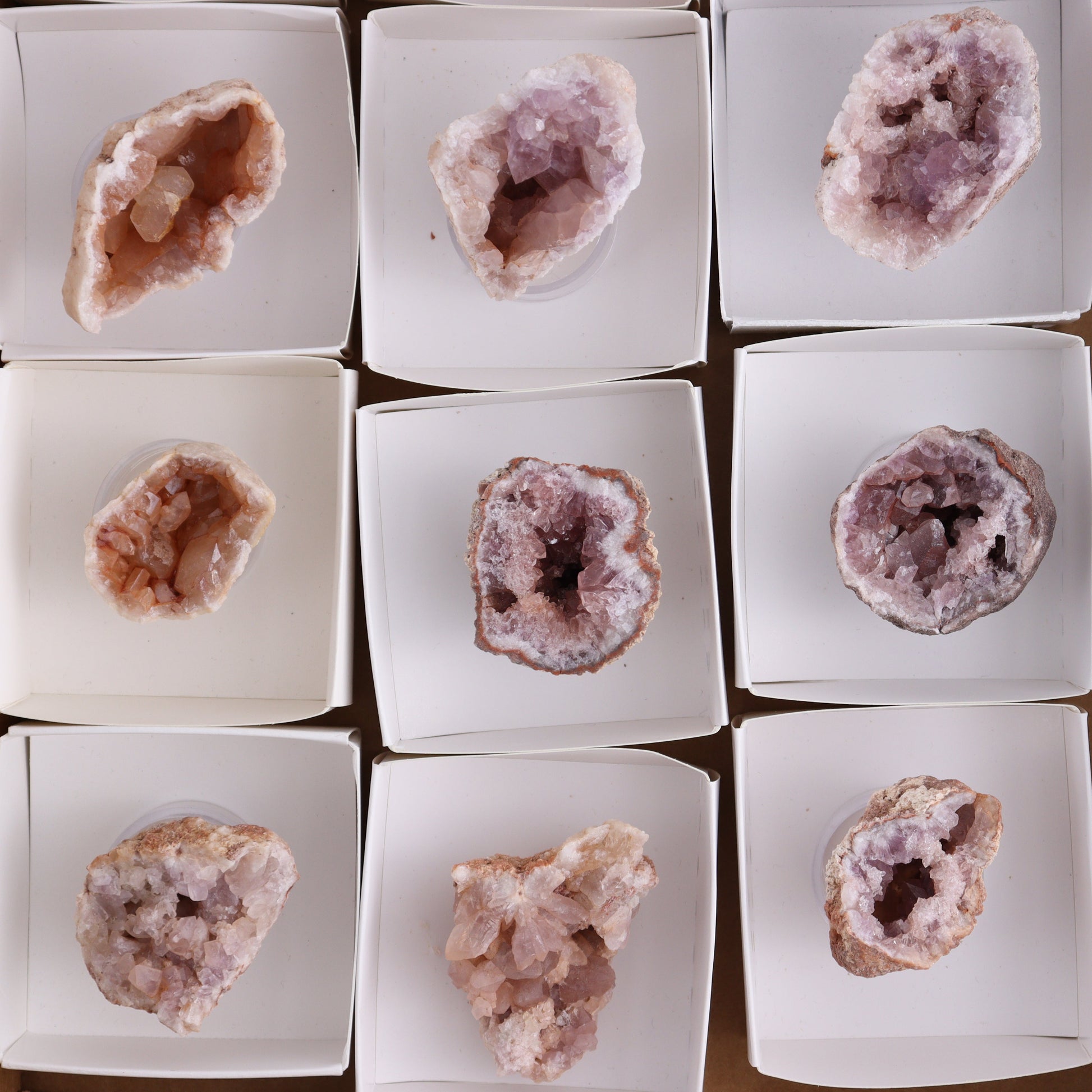 Pink Amethyst Flat of 12 - Expert Wholesale and Supplier of Wholesale Crystals & Bulk Gemstones, ["Amethyst","Pink Amethyst"]