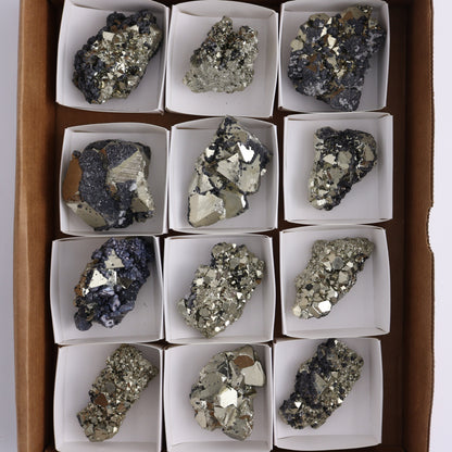 Octahedral Pyrite Clusters Set of 12 - Expert Wholesale and Supplier of Wholesale Crystals & Bulk Gemstones, ["Clusters","Octahedral Pyrite","Peru","Pyrite"]