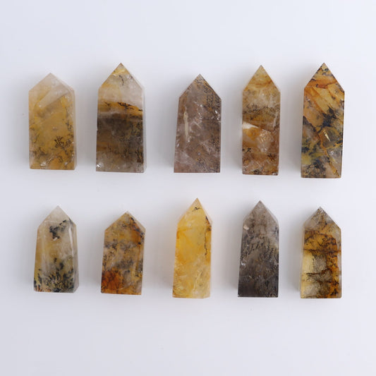 Dendritic Golden Healer Quartz Towers Set of 10