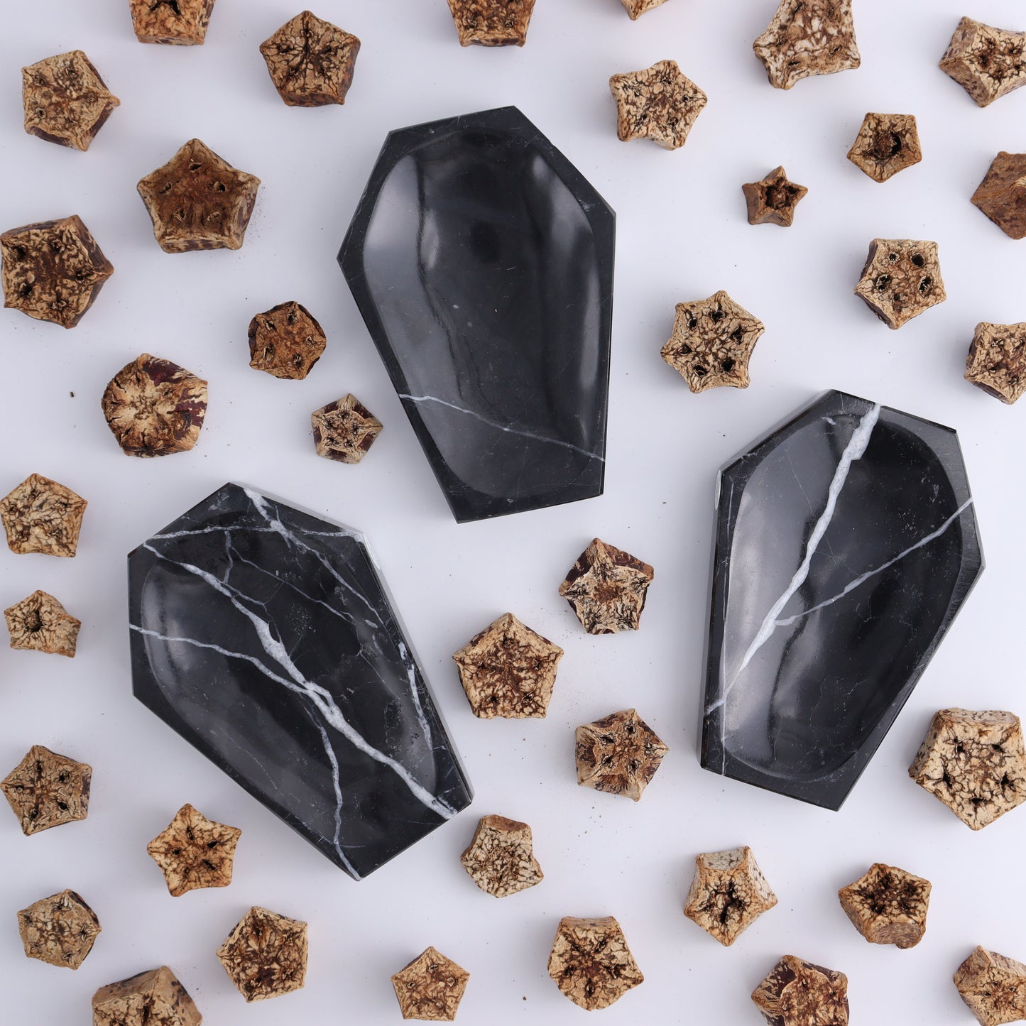 Black Marble Coffin Dish Set of 6 - Expert Wholesale and Supplier of Wholesale Crystals & Bulk Gemstones, ["Black Marble","Coffins","Marble","Mexico","Plates"]