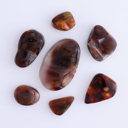 Fire Agate Cabs Set of 7