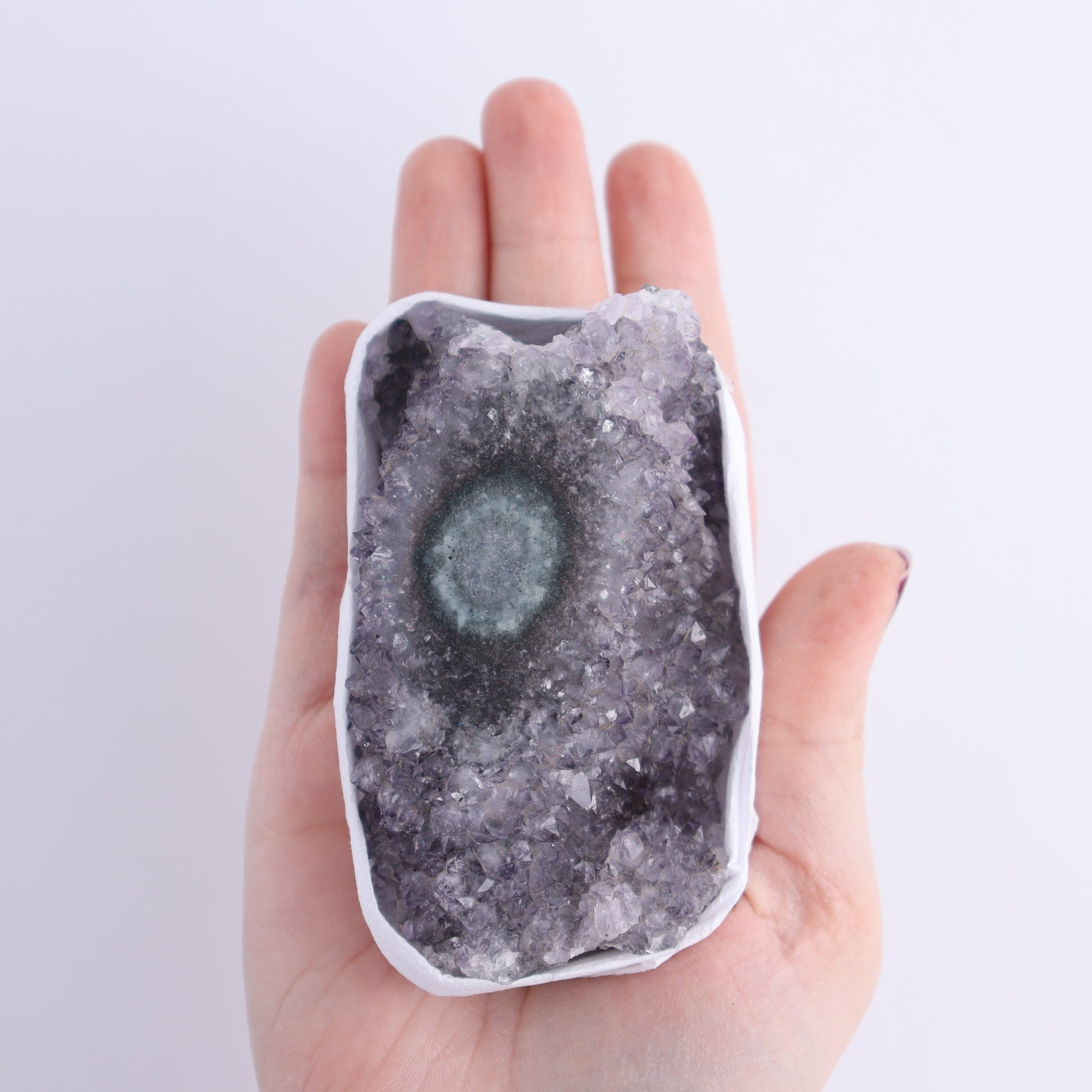 Uruguay Amethyst Clusters with "Eyes" Flat of 8 - Expert Wholesale and Supplier of Wholesale Crystals & Bulk Gemstones, []