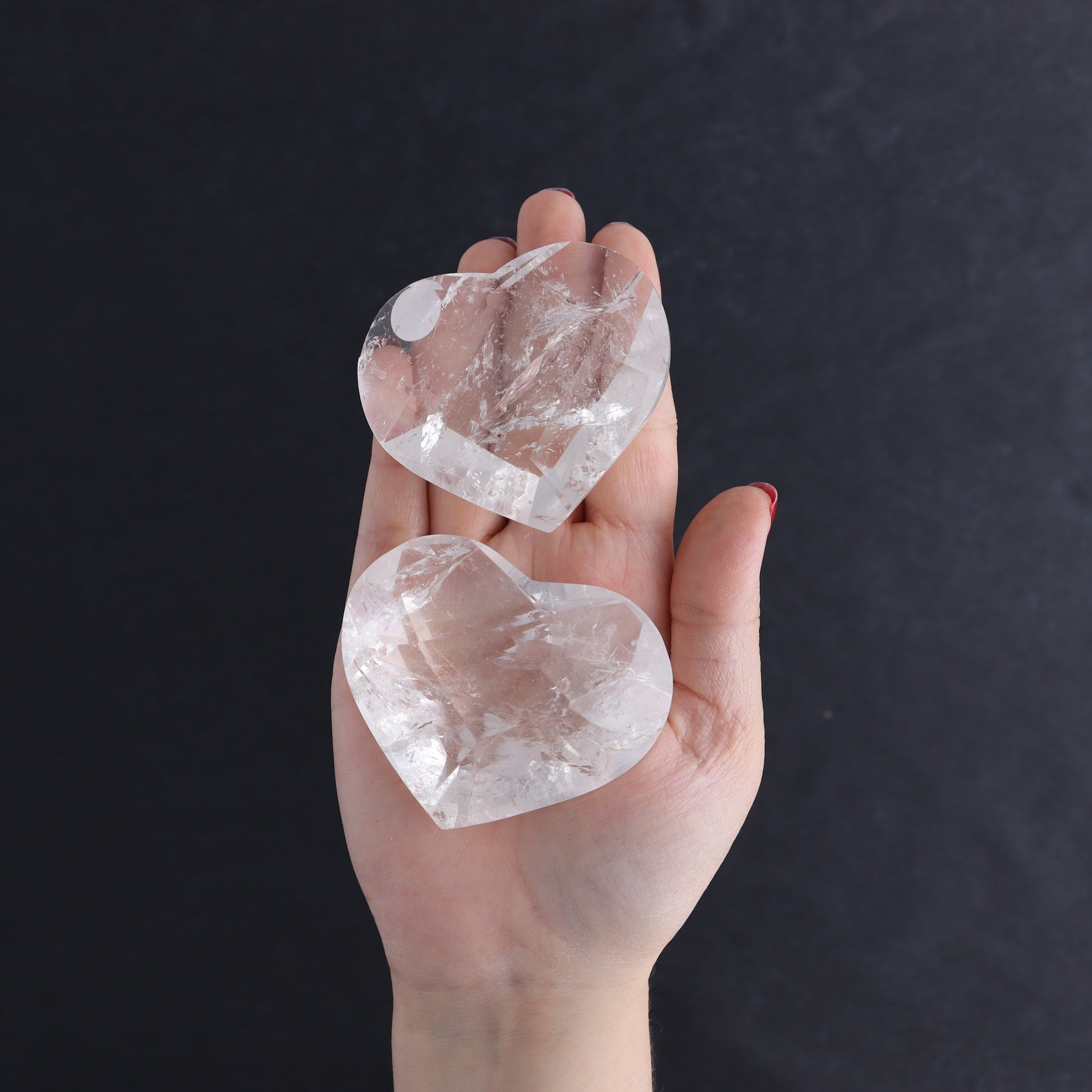 Clear Quartz Mixed Hearts & Hexagon Set of 4 - Expert Wholesale and Supplier of Wholesale Crystals & Bulk Gemstones, ["Brazil","Clear Quartz","Hearts","Hexagon","Quartz"]
