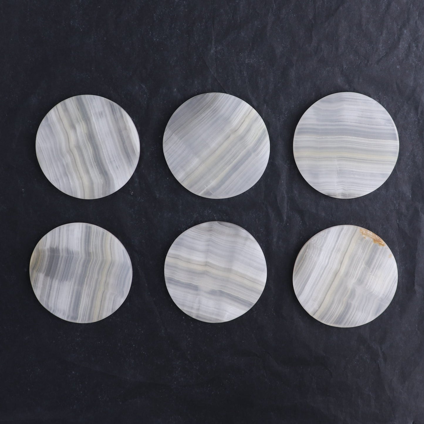 Coaster Set Mexican Onyx/Calcite White & Honey