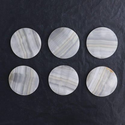 Coaster Set Mexican Onyx/Calcite White & Honey