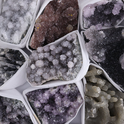 Uruguay Amethyst Clusters with Formations Flat of 12 - Expert Wholesale and Supplier of Wholesale Crystals & Bulk Gemstones, ["Amethyst","Calcite","Clusters","Formations","Uruguay"]