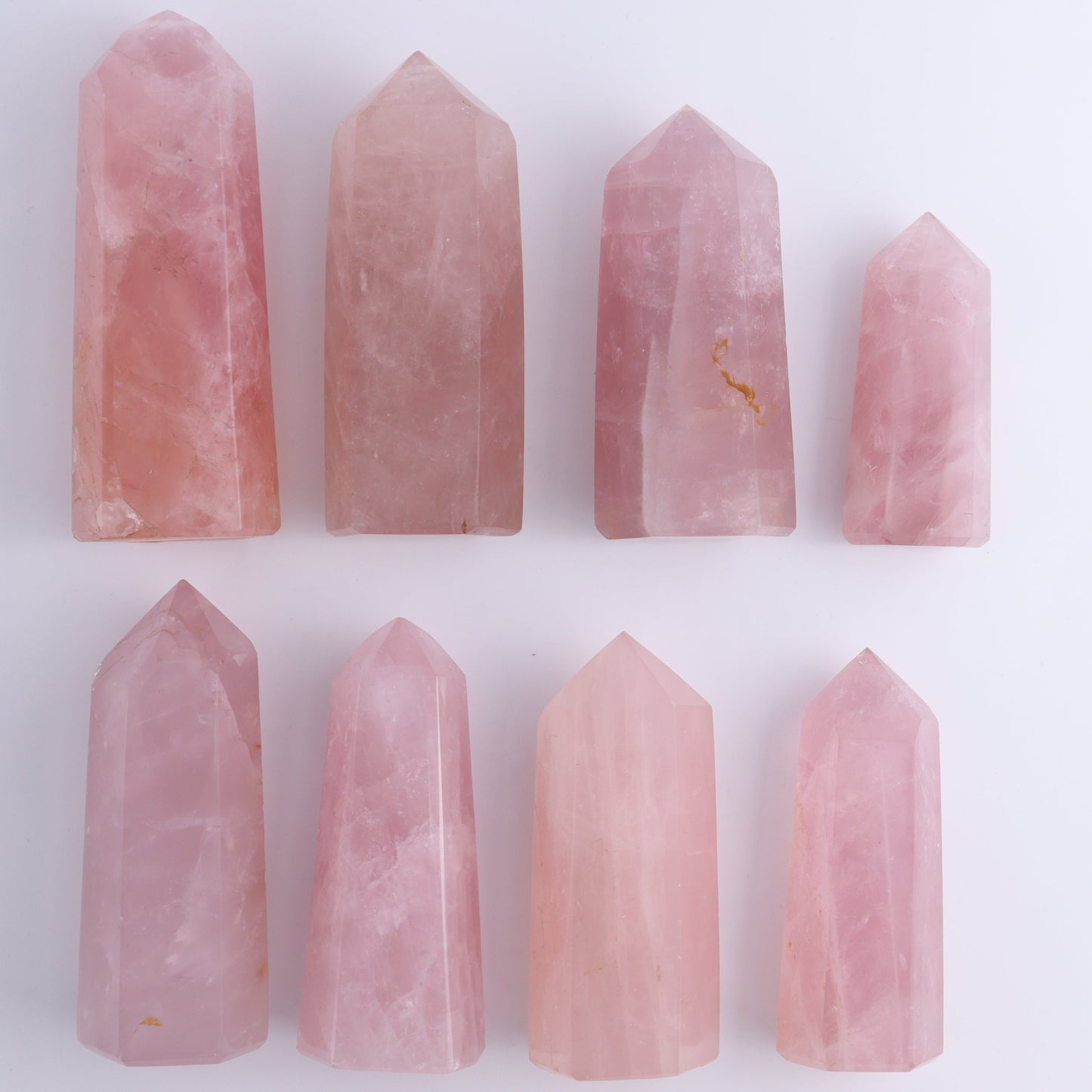Rose Quartz Towers Set of 8 - Expert Wholesale and Supplier of Wholesale Crystals & Bulk Gemstones, ["Rose Quartz","Towers"]