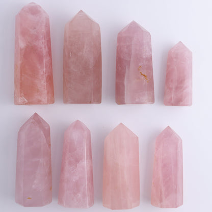 Rose Quartz Towers Set of 8 - Expert Wholesale and Supplier of Wholesale Crystals & Bulk Gemstones, ["Rose Quartz","Towers"]