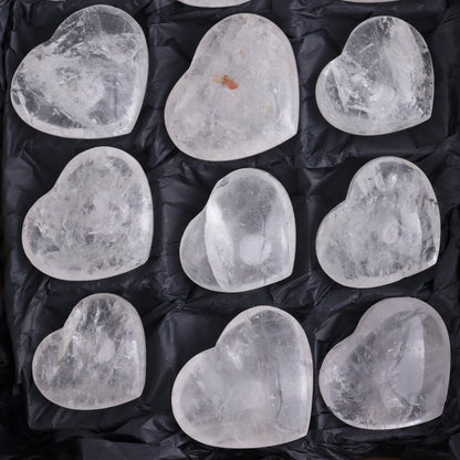 Imperfect Clear Quartz Hearts Set of 12 - Expert Wholesale and Supplier of Wholesale Crystals & Bulk Gemstones, ["Brazil","Clear Quartz","close_50","Hearts","Quartz"]