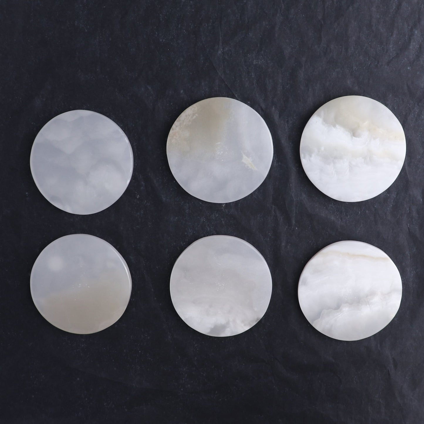 Coaster Set Mexican Onyx/Calcite White & Honey