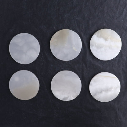 Coaster Set Mexican Onyx/Calcite White & Honey