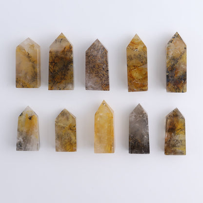 Dendritic Golden Healer Quartz Towers Set of 10