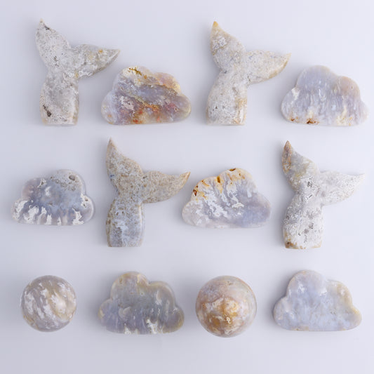 Agate Clouds, Mermaid Tails, and Spheres Set of 12 - Expert Wholesale and Supplier of Wholesale Crystals & Bulk Gemstones, ["Agate","Clouds","Mermaid Tail","Spheres"]