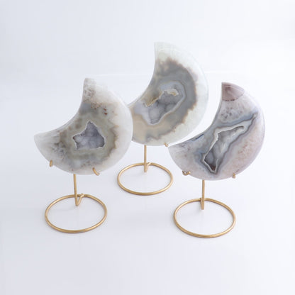 Agate Moons with Stand Set of 3