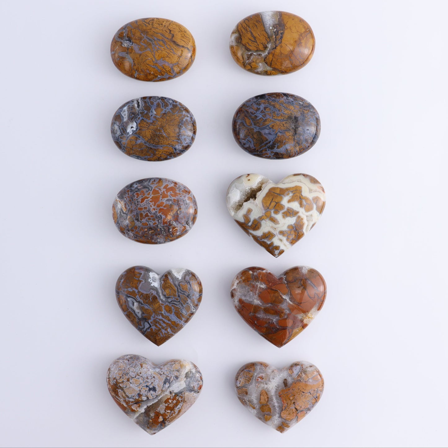 Brecciated Jasper Hearts & Freeforms Set of 10 - Expert Wholesale and Supplier of Wholesale Crystals & Bulk Gemstones, ["Brecciated Jasper","Freeform","Freeforms","Hearts","Indonesia"]