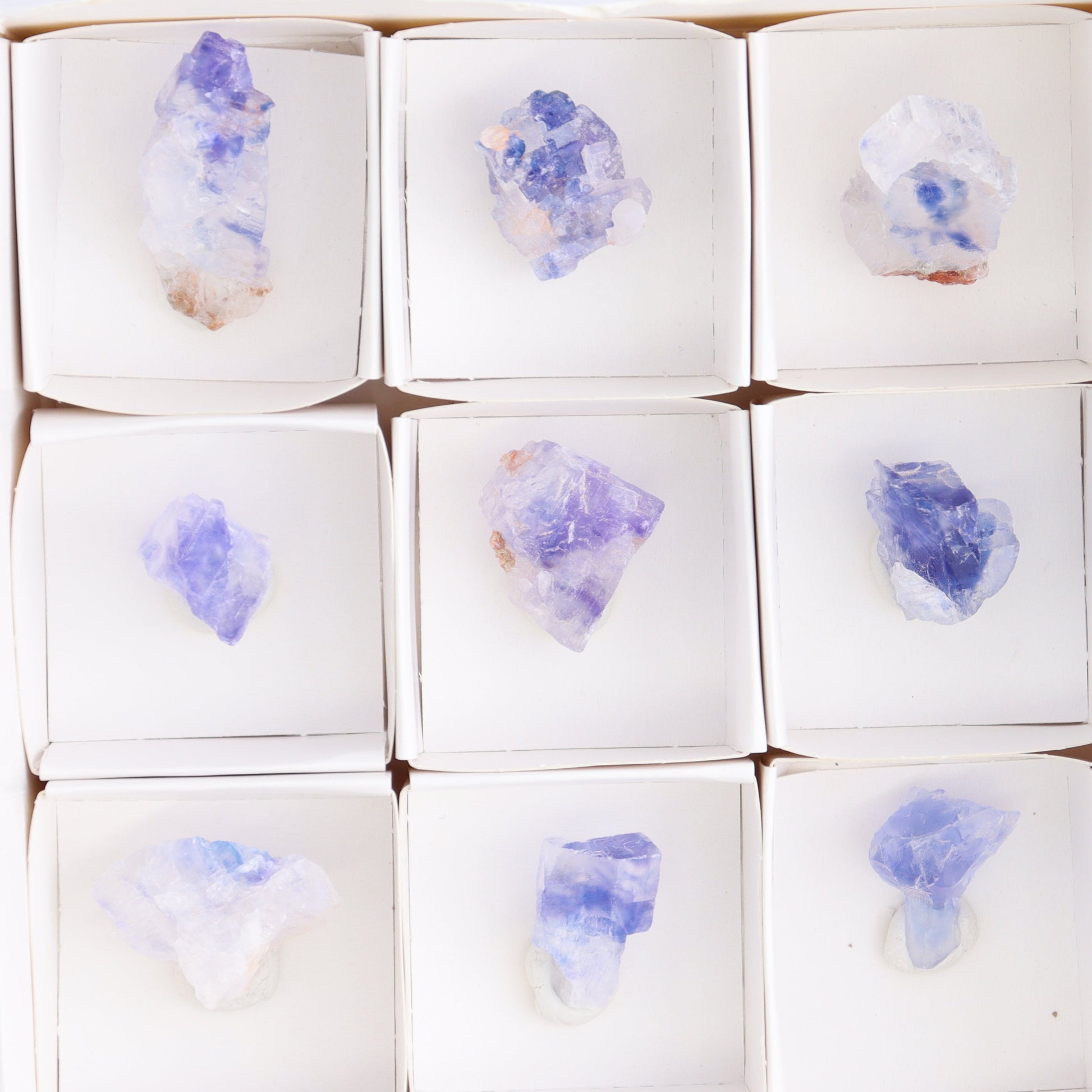 Canadian Blue Halite Rough Set of 9 - Expert Wholesale and Supplier of Wholesale Crystals & Bulk Gemstones, ["Blue Halite","Canada","Halite","Rough","Roughs"]