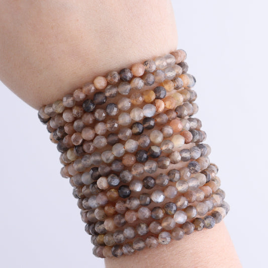 One Faceted Moonstone Bracelet 5mm - wholesale crystals