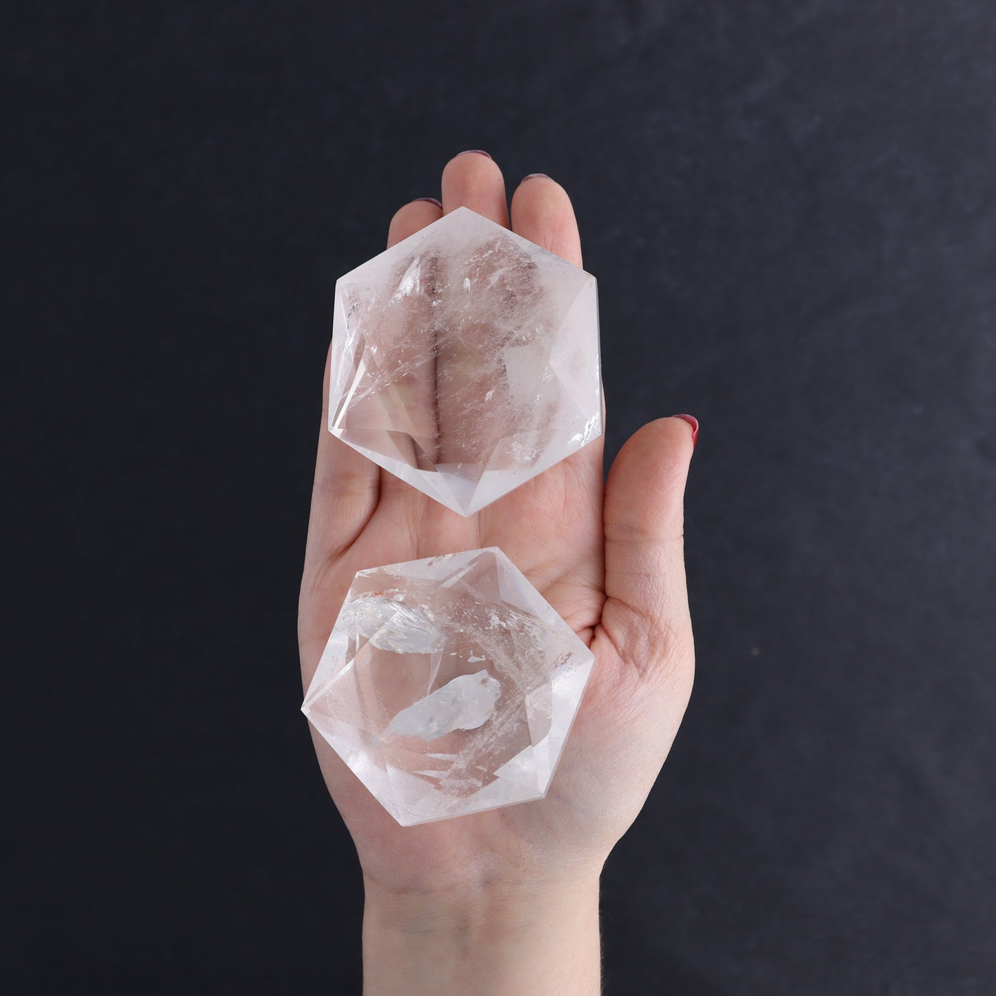 Clear Quartz Mixed Hearts & Hexagon Set of 4 - Expert Wholesale and Supplier of Wholesale Crystals & Bulk Gemstones, ["Brazil","Clear Quartz","Hearts","Hexagon","Quartz"]