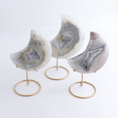 Agate Moons with Stand Set of 3