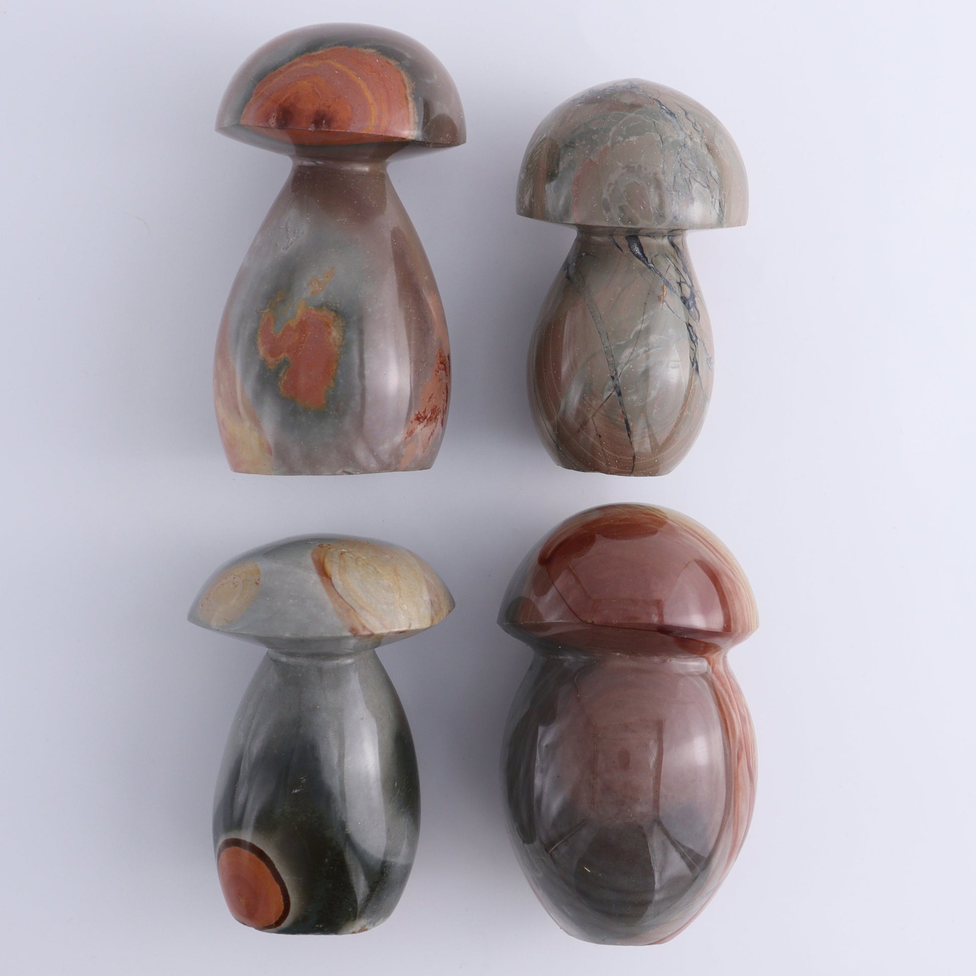 Polychrome Jasper Mushrooms Set of 4 - Expert Wholesale and Supplier of Wholesale Crystals & Bulk Gemstones, ["jasper","Madagascar","Polychrome Jasper"]