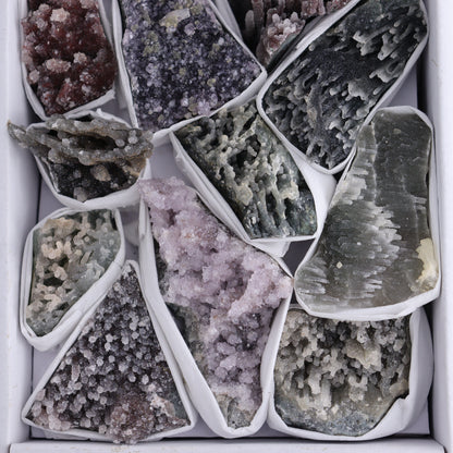 Uruguay Amethyst Clusters with Formations Flat of 13 - Expert Wholesale and Supplier of Wholesale Crystals & Bulk Gemstones, ["Amethyst","Calcite","Clusters","Formations","Uruguay"]