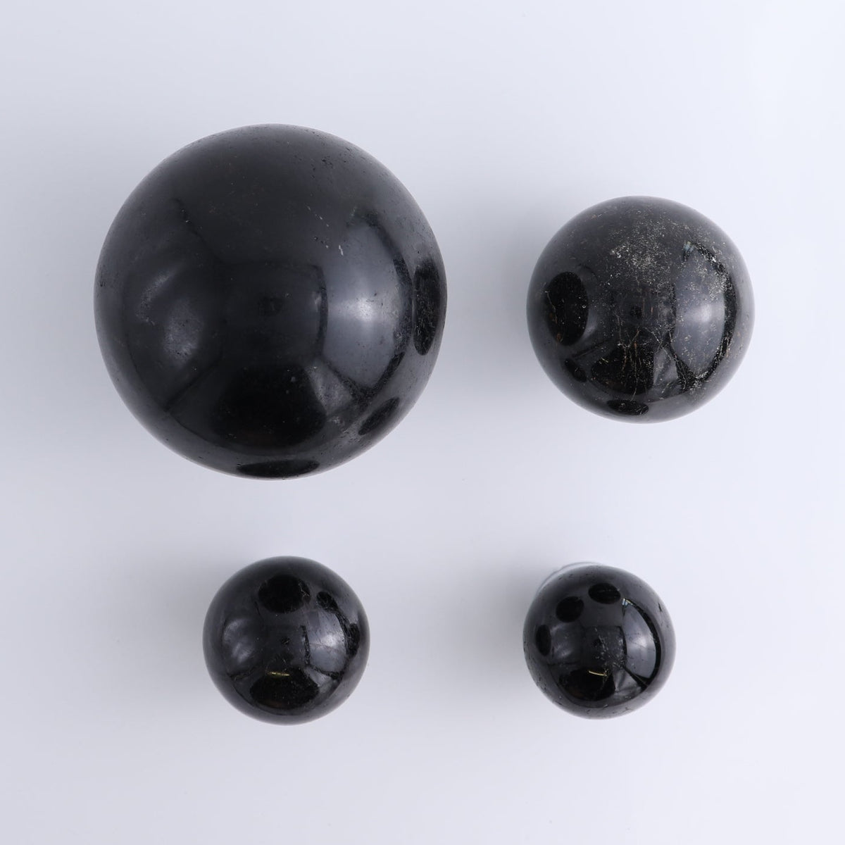 Black Tourmaline Spheres Set of 4