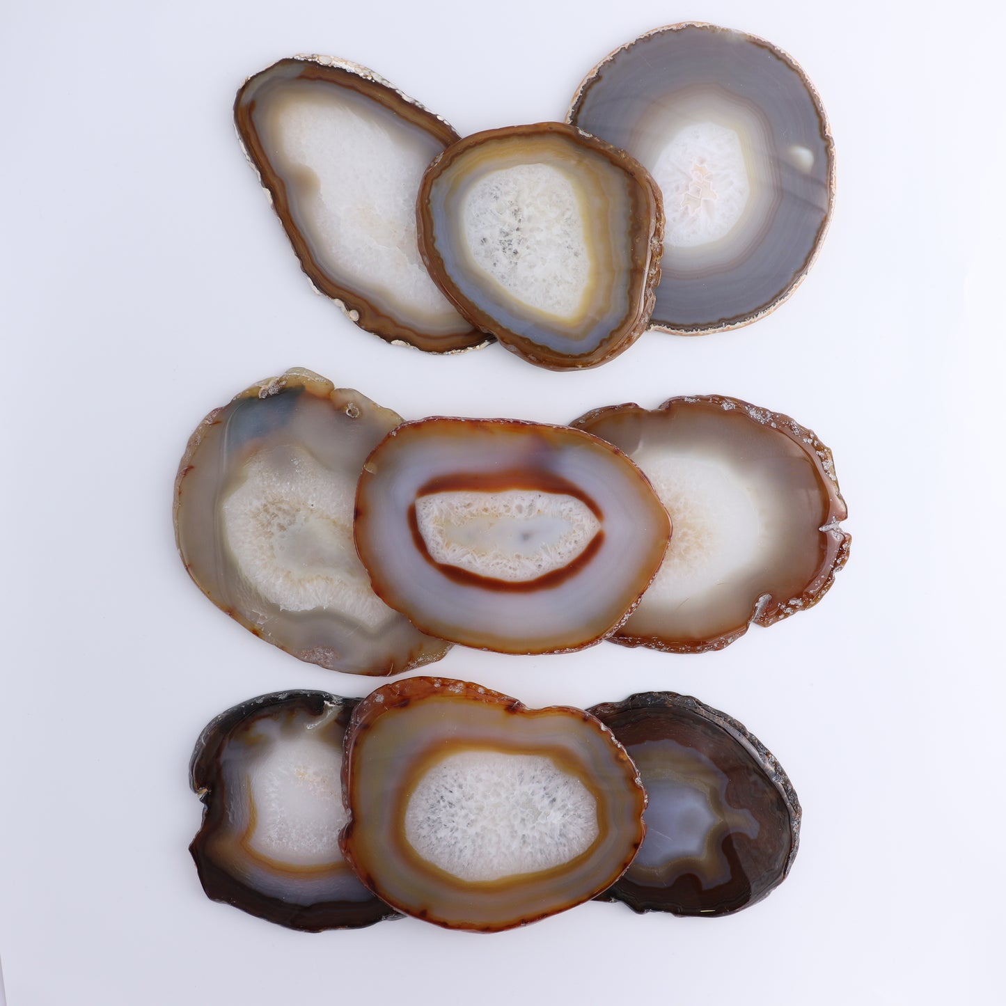 Agate Slices Set of 9 - Expert Wholesale and Supplier of Wholesale Crystals & Bulk Gemstones, ["Agate","Slices and Slabs"]