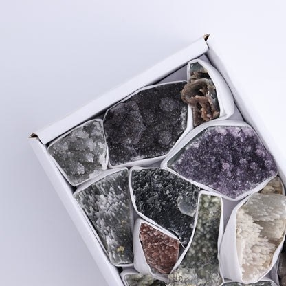 Uruguay Amethyst Clusters with Formations Flat of 13 - Expert Wholesale and Supplier of Wholesale Crystals & Bulk Gemstones, ["Amethyst","Calcite","Clusters","Formations","Uruguay"]