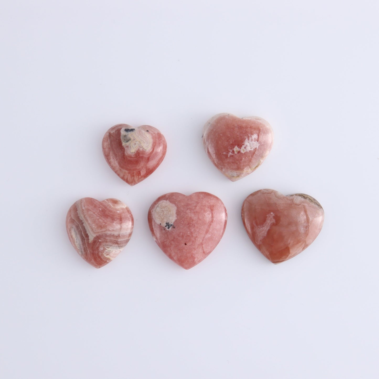Rhodochrosite Hearts Set of 9 - Expert Wholesale and Supplier of Wholesale Crystals & Bulk Gemstones, ["Argentina","Hearts","Rhodochrosite"]