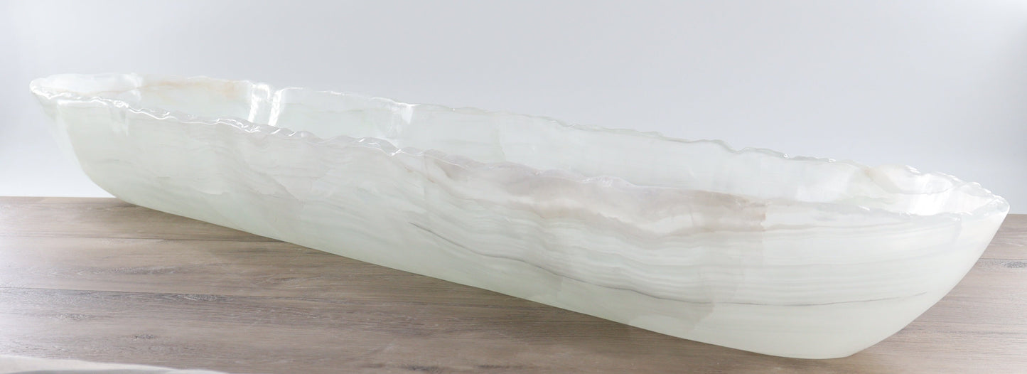 Mexican Onyx/Calcite Canoe Bowl