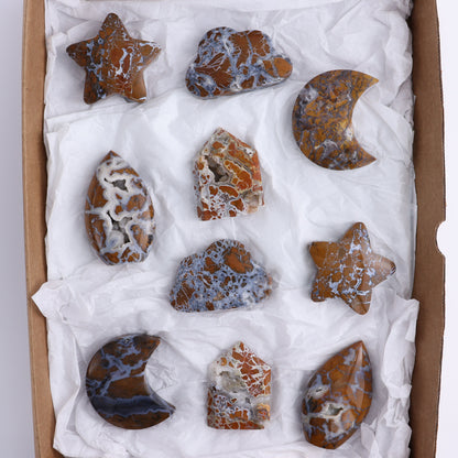 Brecciated Jasper Moons, Stars, Towers, Clouds, and Flames Set of 10 - Expert Wholesale and Supplier of Wholesale Crystals & Bulk Gemstones, ["Brecciated Jasper","Clouds","flames","Indonesia","moons","stars","Towers"]