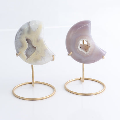 Agate Moons with Stand Set of 5