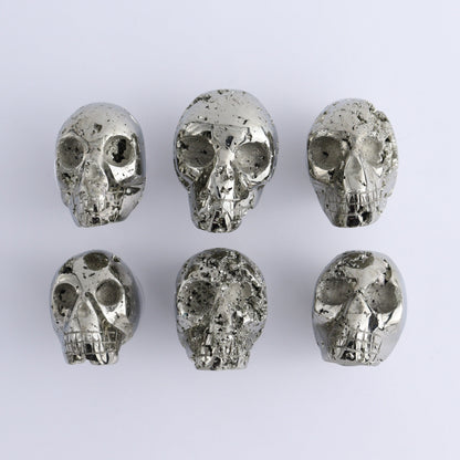 Pyrite Skulls Set of 6 - Expert Wholesale and Supplier of Wholesale Crystals & Bulk Gemstones, ["Hearts","Peru","Pyrite"]