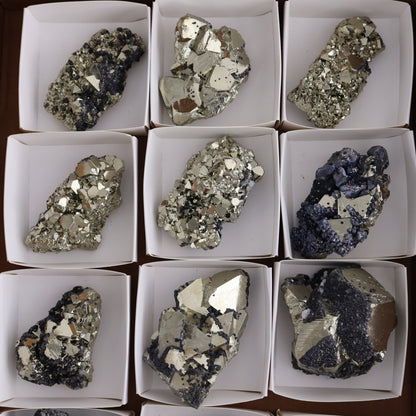 Octahedral Pyrite Clusters Set of 12 - Expert Wholesale and Supplier of Wholesale Crystals & Bulk Gemstones, ["Clusters","Octahedral Pyrite","Peru","Pyrite"]