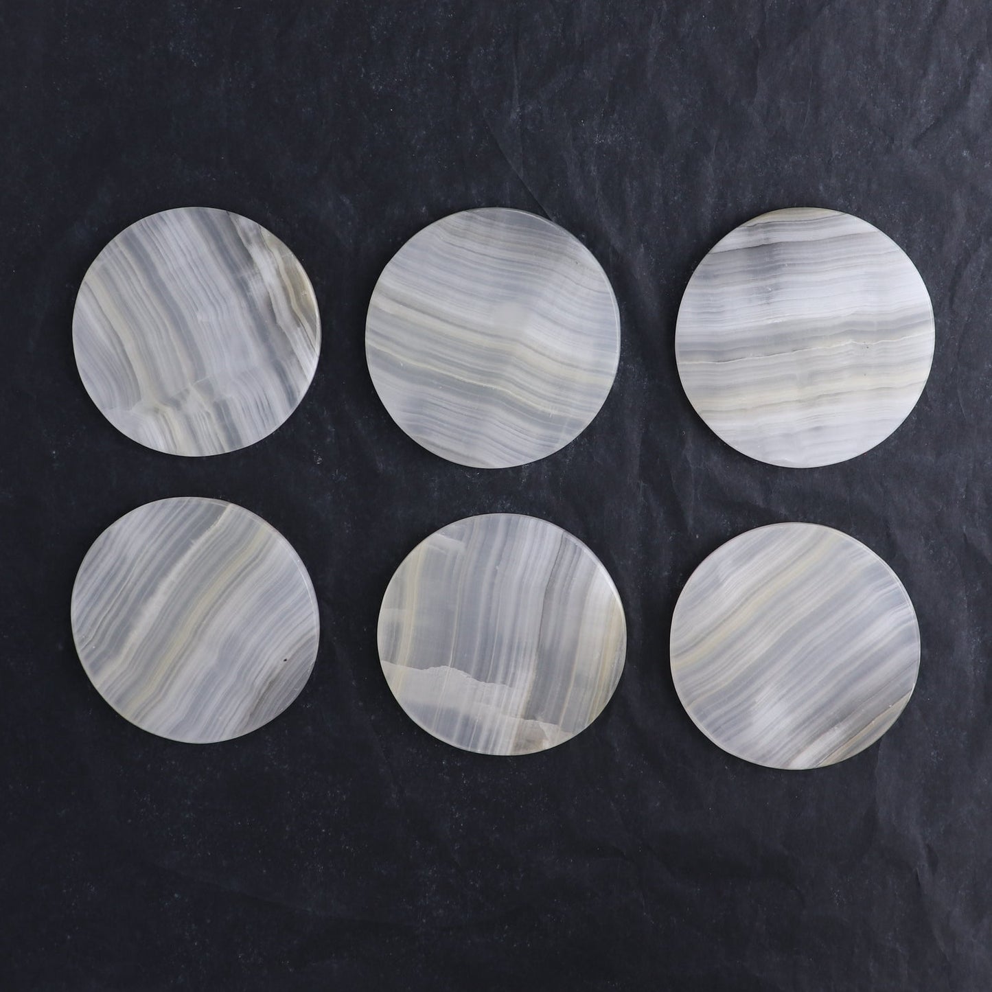 Coaster Set Mexican Onyx/Calcite White & Honey