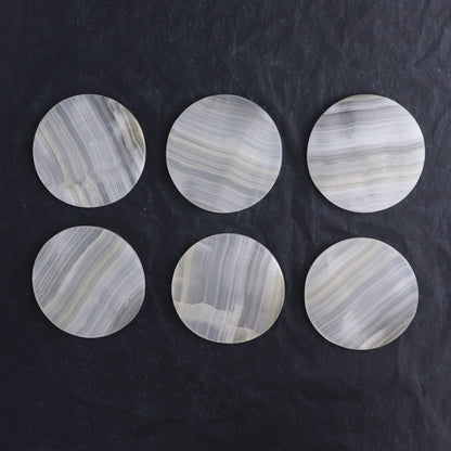 Coaster Set Mexican Onyx/Calcite White & Honey