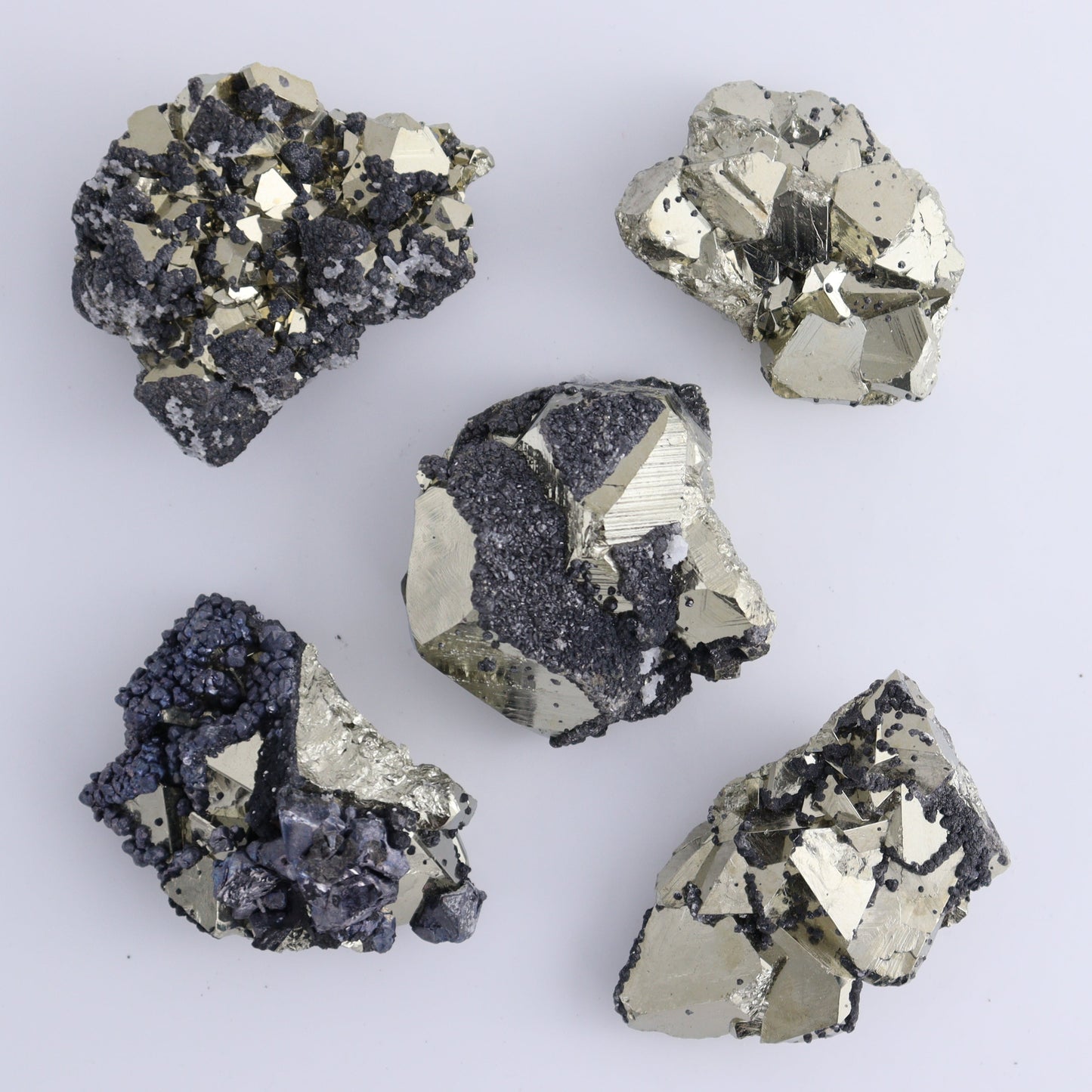 Octahedral Pyrite Clusters Set of 12 - Expert Wholesale and Supplier of Wholesale Crystals & Bulk Gemstones, ["Clusters","Octahedral Pyrite","Peru","Pyrite"]
