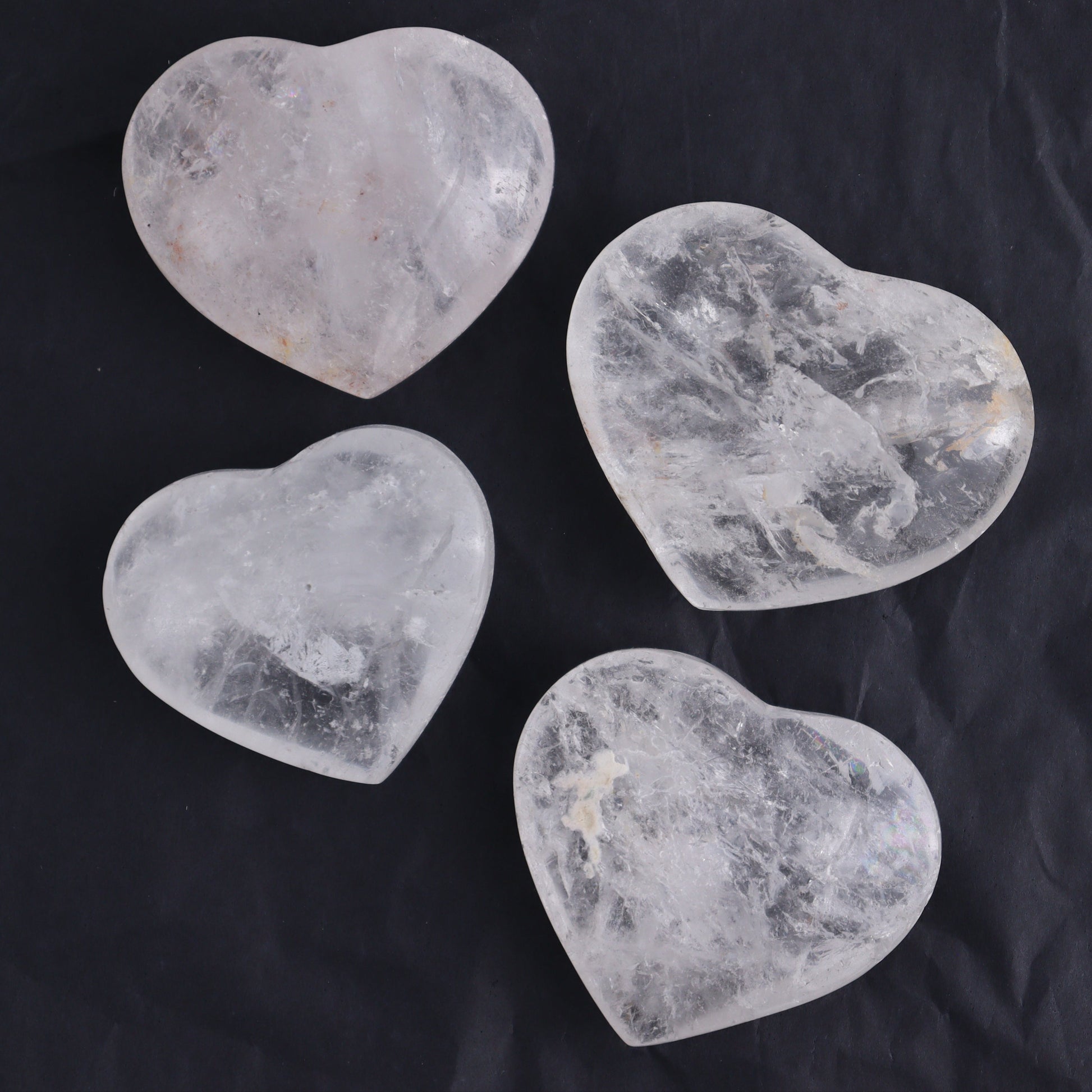 Imperfect Clear Quartz Hearts Set of 12 - Expert Wholesale and Supplier of Wholesale Crystals & Bulk Gemstones, ["Brazil","Clear Quartz","close_50","Hearts","Quartz"]